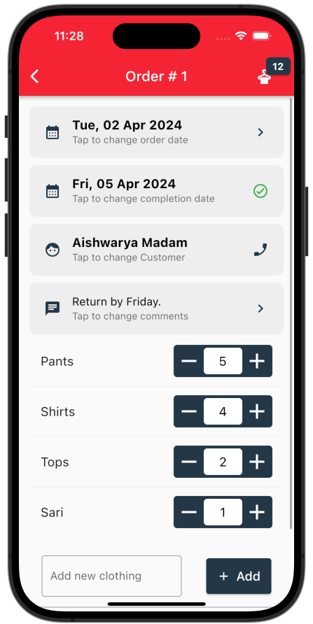 Add and update orders